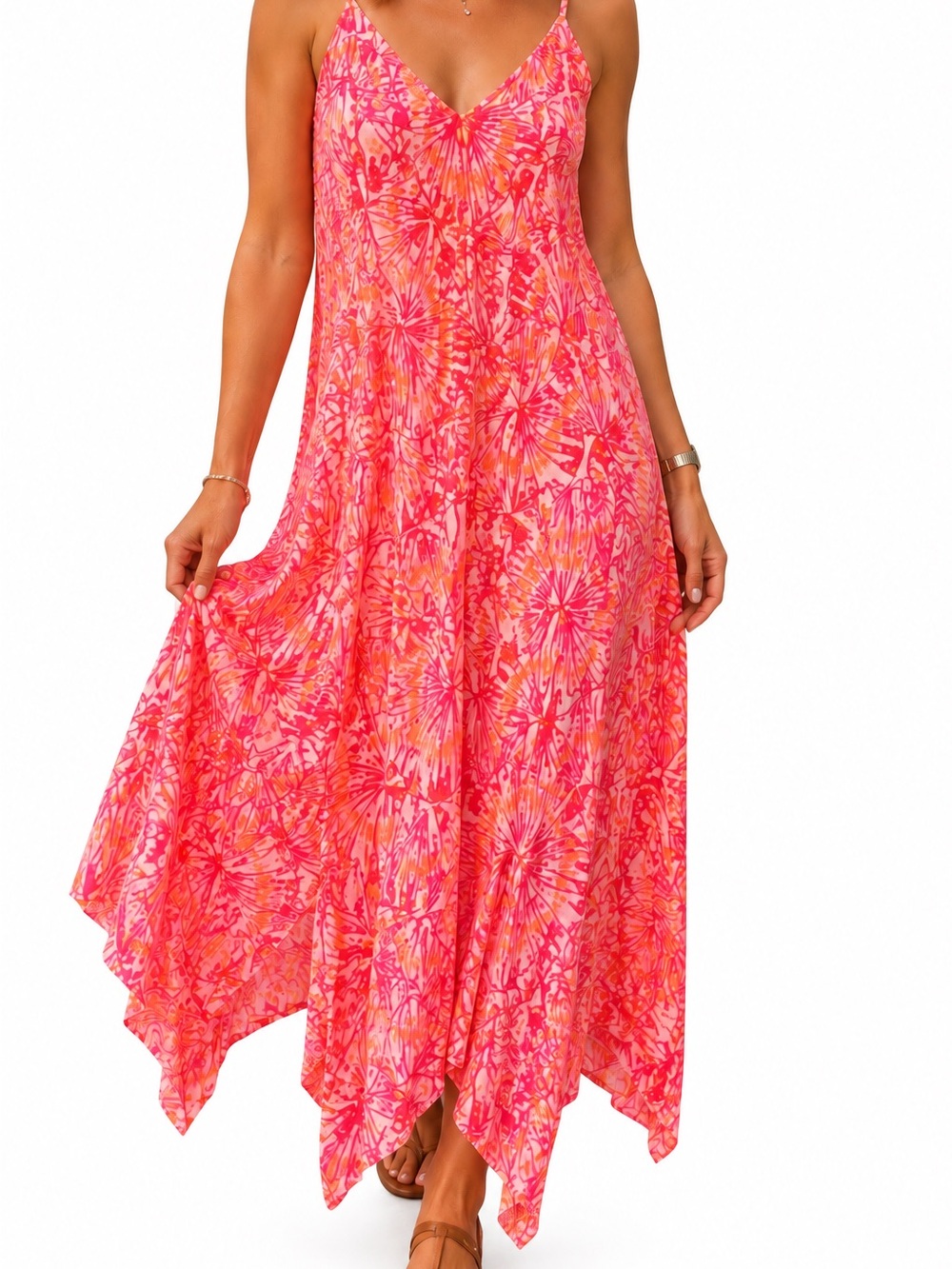 Vineyard Vines Pink and Coral Printed Maxi Cover-Up Dress